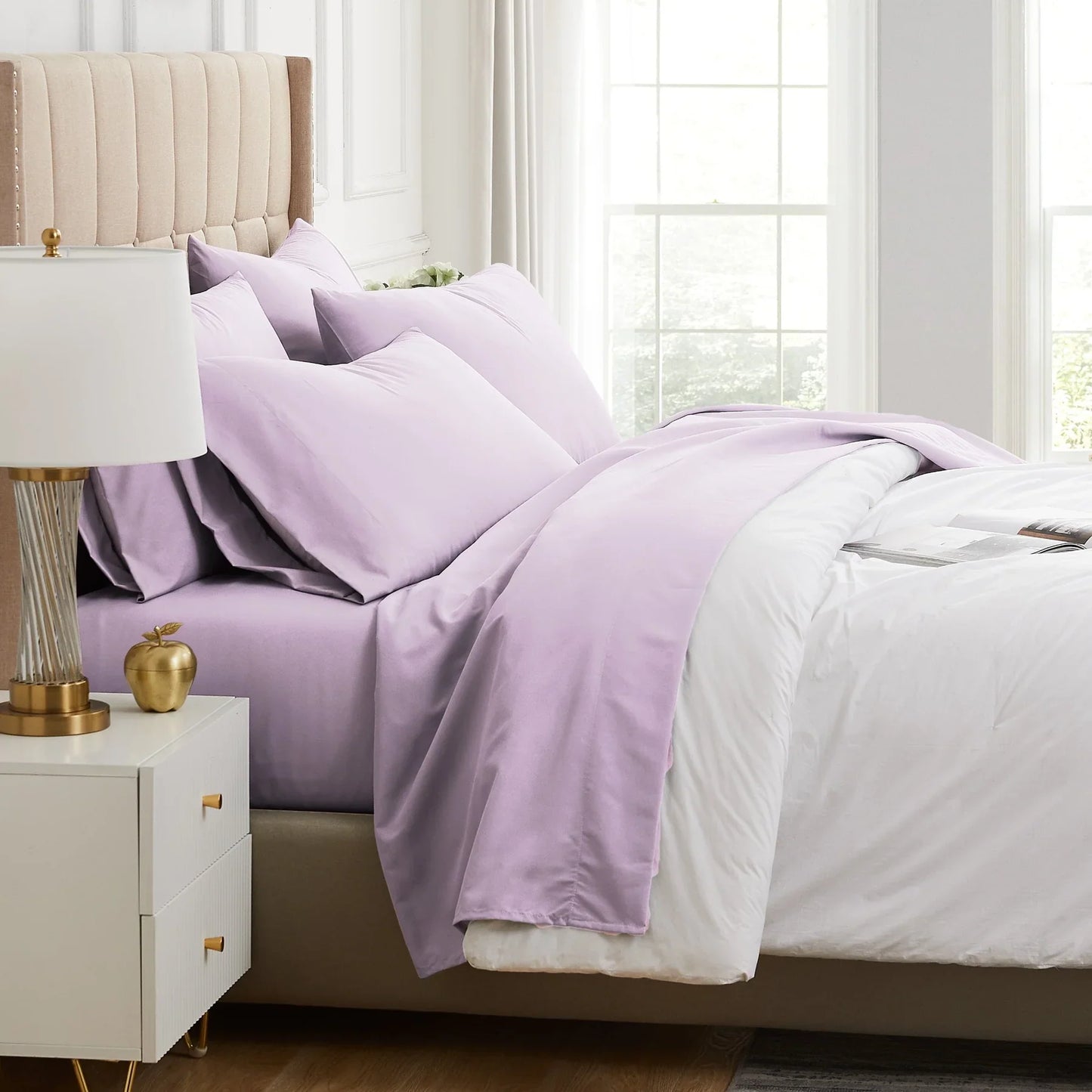 Luxe Microfiber 6 Piece Sheet Set, Lilac