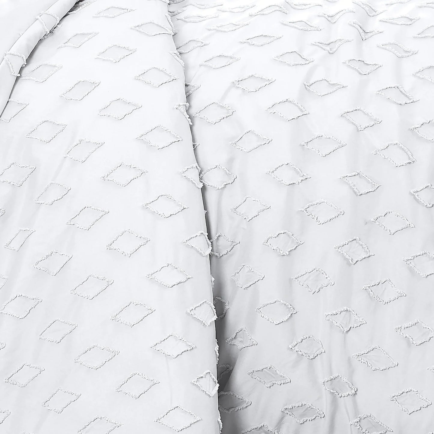 Diamond Pattern Duvet Cover Set, White