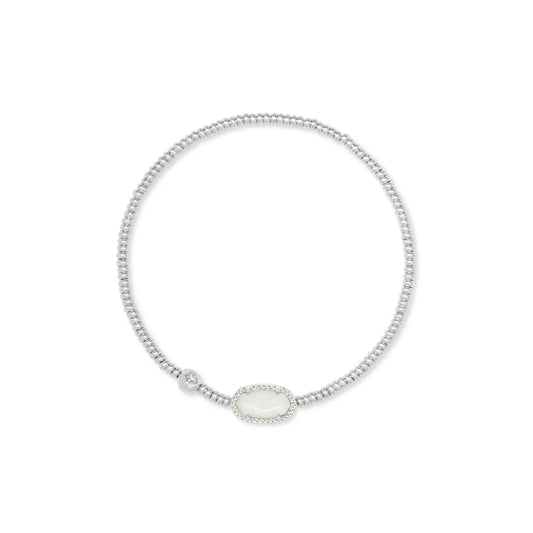 Kendra Scott Grayson Stretch Ivory Mother of Pearl Glass Bracelet, Silver