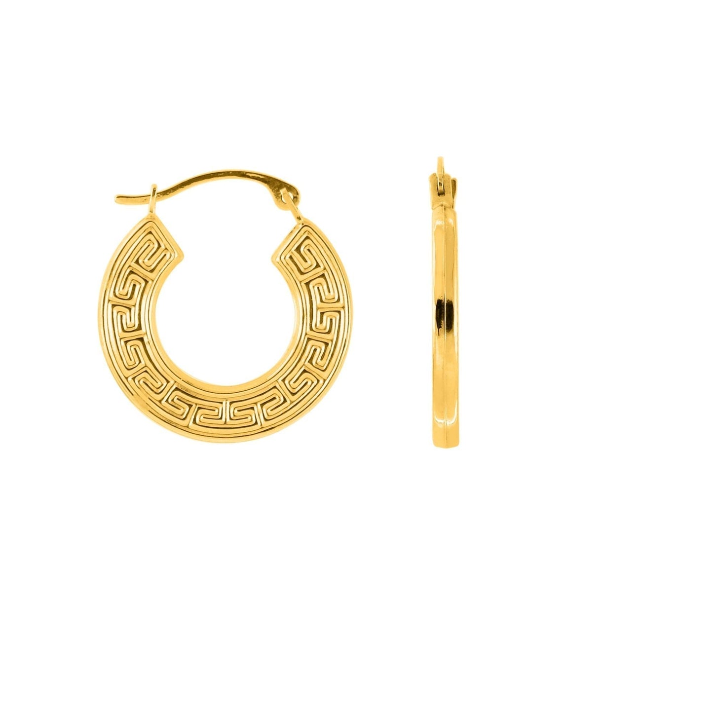 10K Greek Key Hoop Earrings